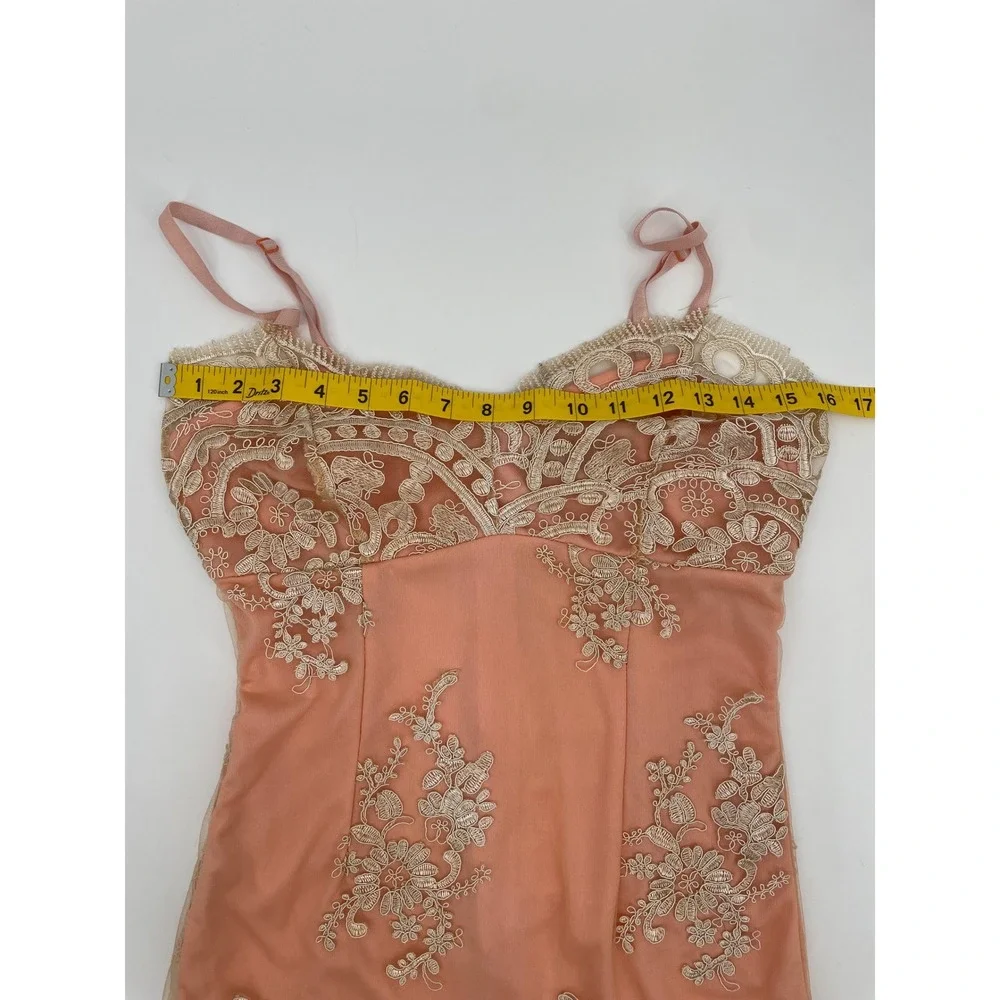 CBR Lace Dress Womens S Pink Lace Overlay Sheer Hem Embroidered Wedding Guest